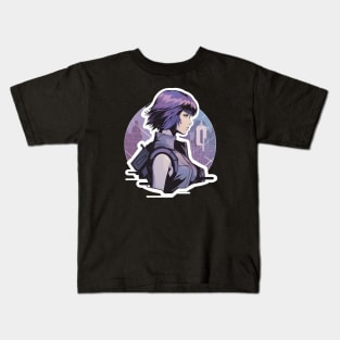 Cybernetic Journeys: Ghost in the Shell Aesthetics, Techno-Thriller Manga, and Mind-Bending Cyber Warfare Art Kids T-Shirt